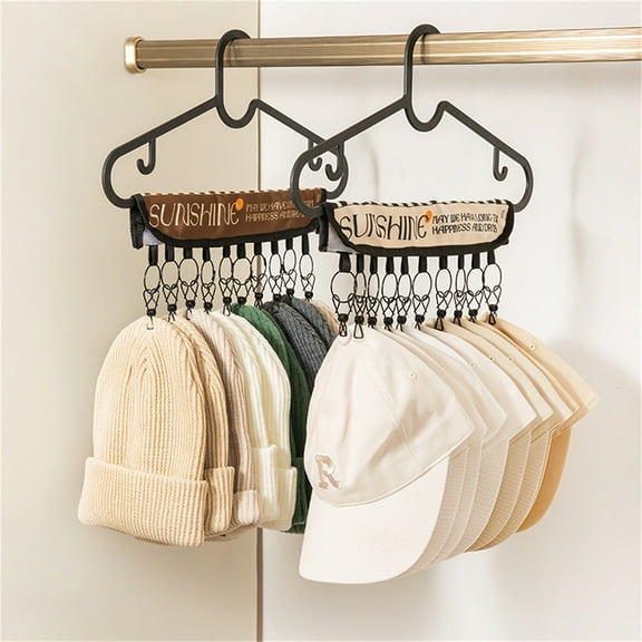 Lanzon Hat Organizer Holder, 2-Pack Hats Hangers with 10 Clips For Baseball Caps and Accessories