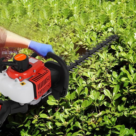 Lanzxjv 1 Set 24 Inch Fuel-efficient Low Voice High-powered Hedge Trimmer Double Side Blade 26cc Gas Bush Cutter