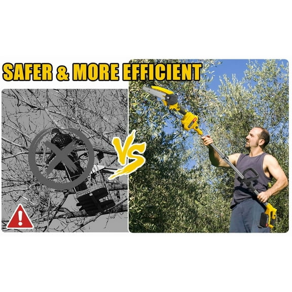 Lanzxjv 2 in 1 Cordless Pole Saw & Mini Chainsaw, 6-inch Brushless Electric Chain Saw with 2 x 1.5Ah Battery, 5.9 Feet MAX Reach Pole Saw for Tree Pruning