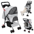 thumbnail image 1 of Lanzxjv 4 Wheels Pet Stroller, Foldable Cat And Dog Stroller with Mesh Windows, Cup Holder, Storage Basket, Breathable Pet Strolling Cart Holds up to 22lbs for Small Medium Dogs Cats All-Season Use, 1 of 6