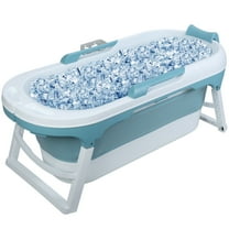 Lanzxjv 55 inch Foldable Bathtub, Portable Bathtub for Adult, Large Collapsible Tub, Freestanding Surround Collapsible Bathtub, No Lid, Hot Bath, Ice Bath