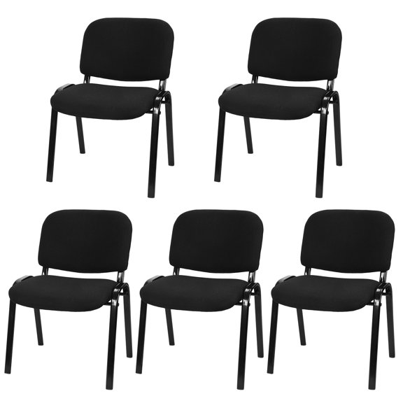 Lanzxjv 5Pcs/Set Stackable Waiting Room Chair with Metal Frame, Ergonomic Lumbar Support Guest Reception Armless Chair, No Wheels Chair for Office Conference Training Meeting Room