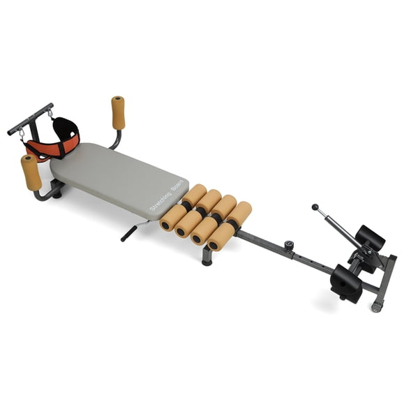 Lanzxjv Back Stretch Bench with Cervical Traction, Length Adjustable Spine Stretcher Bed with Foam Rollers, 150kg Load-capacity Lumbar Decompression Table with Cervical Traction