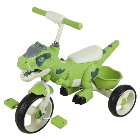 Lanzxjv Dinosaur Kids Tricycle for Rider, Toddler Trike with Music, Light for 2-7 Years Old Boys Girls, Preschool Daycare Kids Bike Toy with Big Wheel, Storage Basket