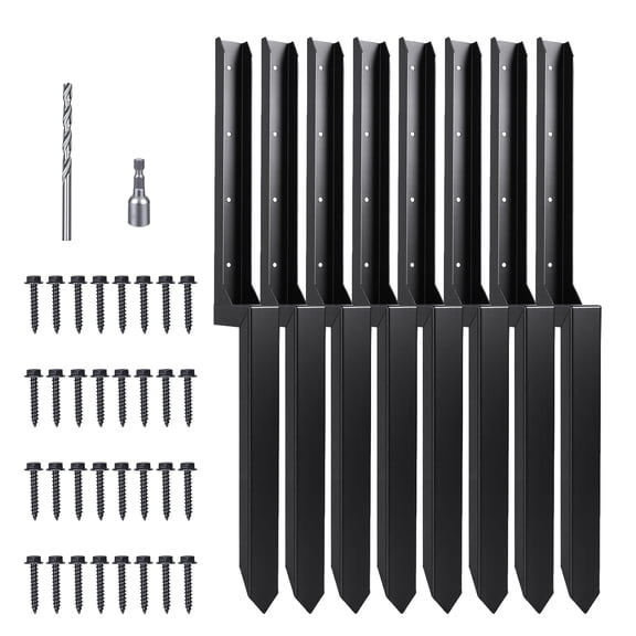 Lanzxjv Fence Post Repair Kit, Includes Heavy Duty Fence Posts Repair Stakes, Steel Ground Spikes for Repairing Broken or Tilted Wooden Posts in Yards Farms