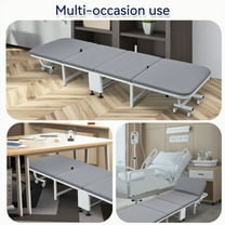 Lanzxjv Foldable Bed, 4-Fold Storage Design Guest Bed, Adult Reclining Office Chaise with Wheels, Lounge Chair Sleeping Cot Bed, Perfect for Office, Camping and Home use