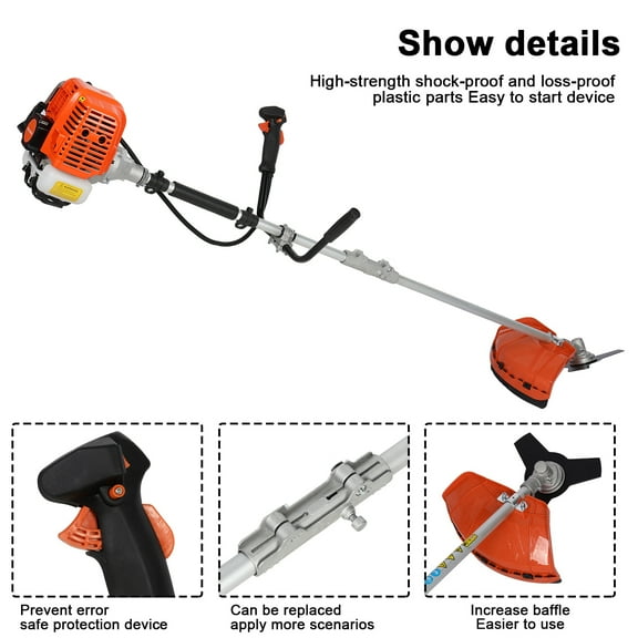 Lanzxjv Gas String Trimmer, 52cc Weed Wacker Gas Powered, 2 in 1 Cordless Hedge Trimmer, 2-Stroke Brush Cutter, Handheld Weed Eater, Plastic Handle & Shoulder Strap Included