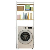 Lanzxjv Medium Over Washer and Dryer Shelves, 3-Tiers Bathroom Storage Shelf, Washing Machine Storage Utility Rack, Laundry Room Storage and Organizer Standing Shelf