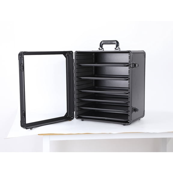 Lanzxjv Miniatures Storage Case, Miniatures Transport Case with 5/6 Trays, Aluminum Alloy Frame, Transport Action Figure Display Case with Lock for Miniatures, Figures and Collectibles
