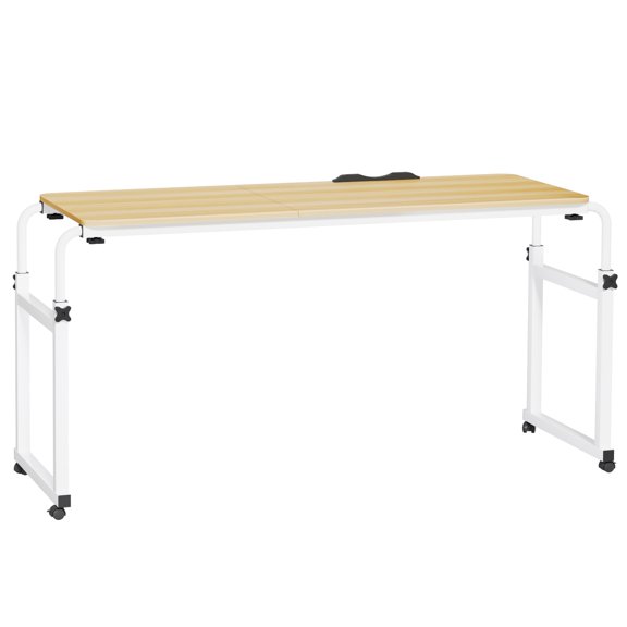 Lanzxjv Mobile Overbed Table, Queen Size Over The Bed Desk with Wheels, Height And Length Adjustable Tilting Laptop Desk for Hospital And Home Use