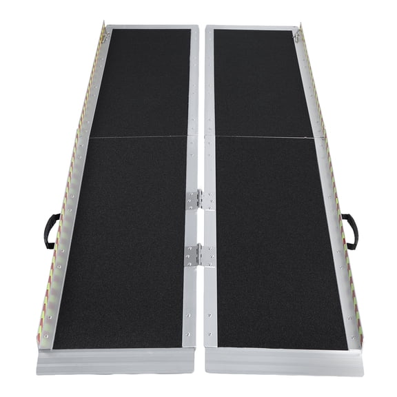 Lanzxjv Portable Wheelchair Ramp, 5/6FT Aluminum Alloy Folding Handicap Ramp, Non-Slip Seamless Hinge Ramp, Barrier Free Mobility Aid for Home Steps Doorways