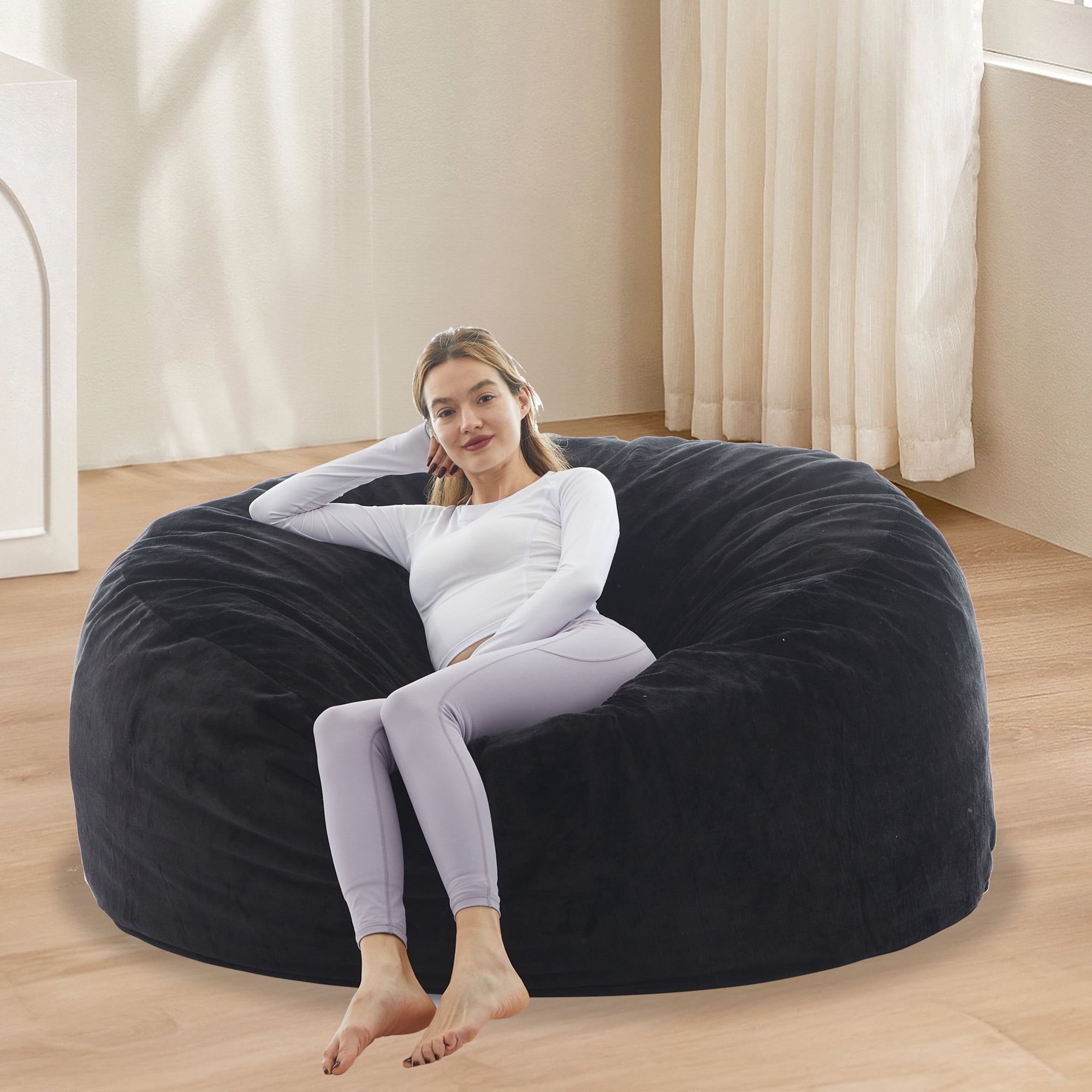 LaoGeoRon 3ft Bean Bag Chair for Adults with Filling,Memory Foam Lazy Beanbag Sofa with Removable Washable Flannel Cover