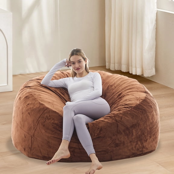 LaoGeoRon 3ft Bean Bag Chair with Filling,Memory Foam Lazy Beanbag Sofa with Removable Washable Flannel Cover