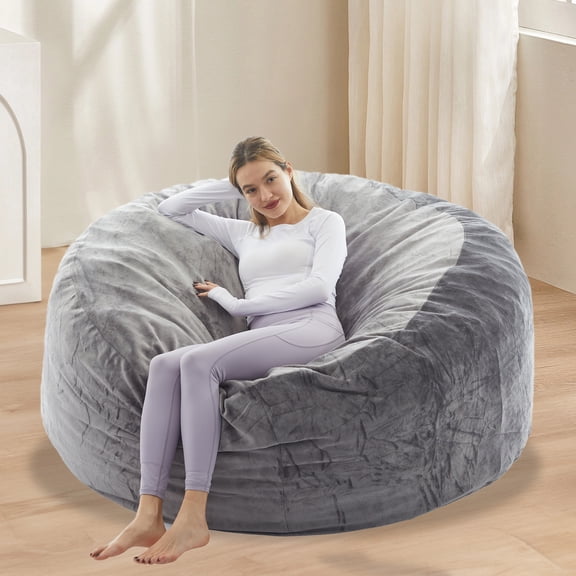 LaoGeoRon 4ft Bean Bag Chair for Adults with Filler Included,Memory Foam Lazy Sofa with Removable Washable Flannel Cover