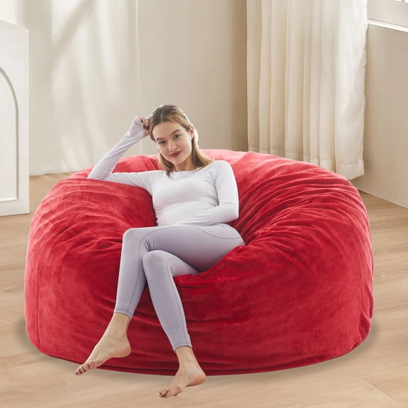 LaoGeoRon 5ft Bean Bag Chair with Filler for Adults,High Rebound Memory Foam Bean Bag Couch,Removable and Washable Flannel Cover
