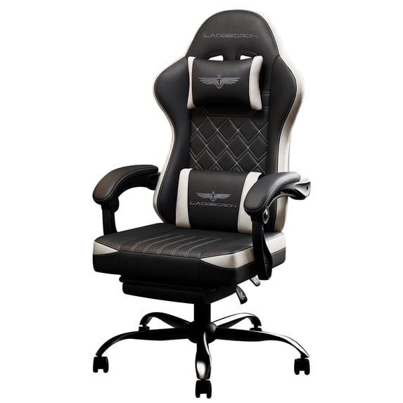 LaoGeoRon Gaming Chair with Footrest, Comfortable Ergonomic PC Gaming Chair with Headrest and Lumbar Support, High Back, Widen Seat, Adjustable Armrests