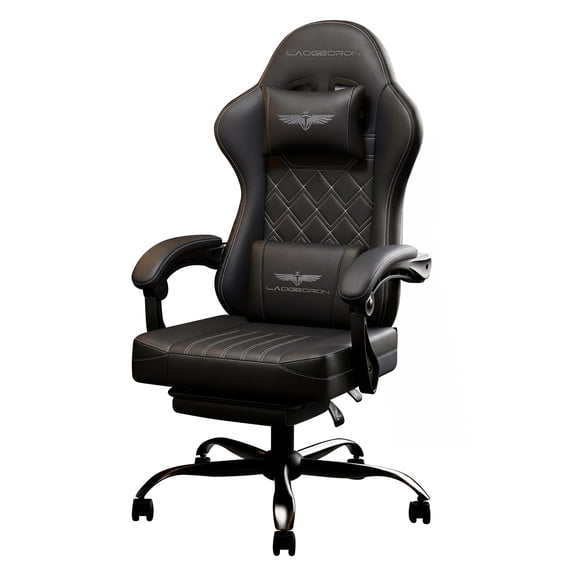 LaoGeoRon Gaming Chairs for Adults with Footrest, Ergonomic PC Gaming Chair with Headrest and Lumbar Support, High Back, Widen Seat, Adjustable Armrests