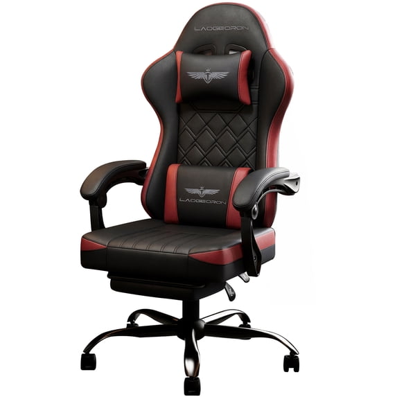 LaoGeoRon Gaming Chairs for Adults with Footrest, Ergonomic PC Gaming Chair with Headrest and Lumbar Support, High Back, Widen Seat, Adjustable Armrests