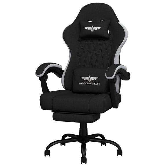LaoGeoRon Gaming Chairs for Adults, Ergonomic Fabric Gaming Chair with Footrest and Lumbar Support, High Back Computer Gaming Chair for Home Office