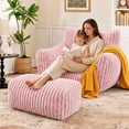 thumbnail image 1 of LaoGeoRon Pink Bean Bag Chair for Adults with Ottomans,Memory Foam Filled Bean Bag Sofa Footrest with Armrests,Removable Washable Cover, 1 of 9