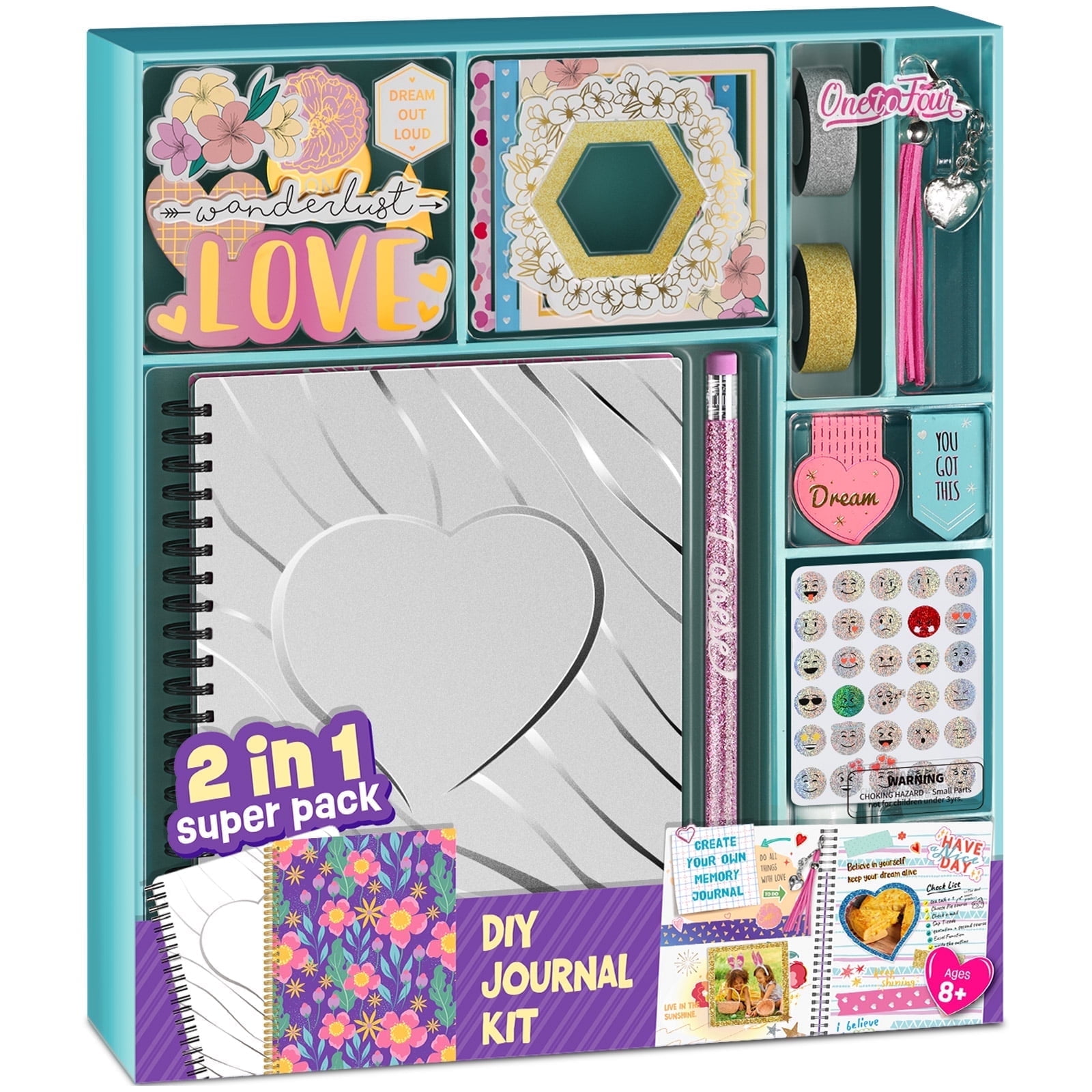 2-Pack Mega DIY Journal Kit Art & Craft Set for Tweens Cool Christmas Birthday Gift Ideas for Girls Ages 8-12 Scrapbook & Diary Kit