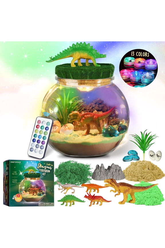 Dinosaur Terrarium Kit for Kids - Dinosaur Gifts for Boys - Christmas Birthday Gift for Boys Ages 4 5 6 7 8-12 Year Old - DIY Dinosaur Toys for Boys - Arts and Crafts Kit for Kids
