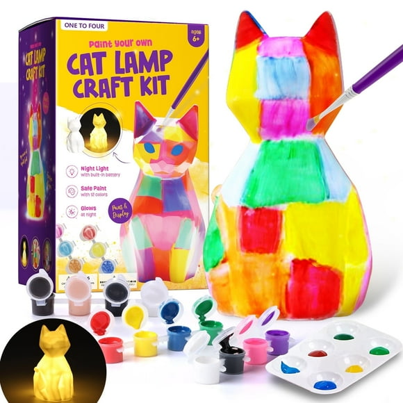 Paint Your Own Cat Lamp Kit, Art Supplies Arts & Crafts Kit, Painting kit for Kids 6-12, Crafts for Kids Ages 8-12, Toys Girls Boy Birthday Easter Gift Ages 3 4 5 6 7 8 9 10 11 12+