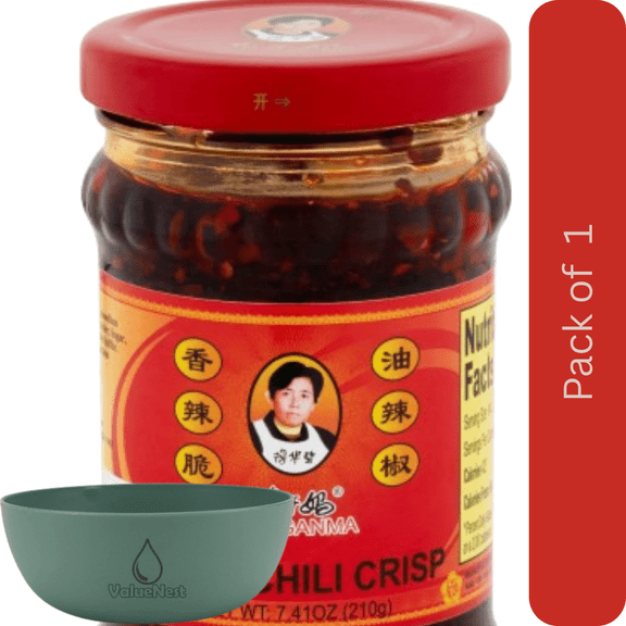 Laoganma Spicy Chili Crisp Sauce, 7.41 Fl Oz with Bowl by Value Nest