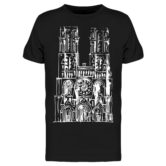 Laon Cathedral Notre-Dame Sketch T-Shirt Men -Image by Shutterstock, Male Large