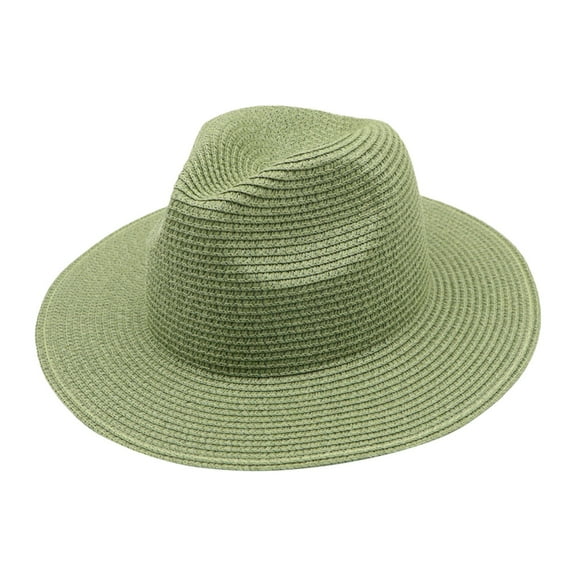Laonim Large Brim Straw Hat Foldable Summer Men and Women Straw Jazz Hat Top Hat Beach Sun Hat