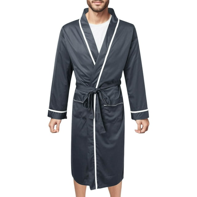Laonim Men's Spring, Summer and Autumn Pure Cotton Bathrobe Bathrobe ...