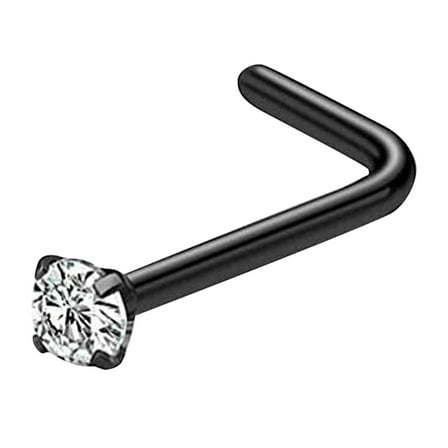Laonim Stainless Steel Body Piercing L-Shaped Nose Stud (Three Diamonds)