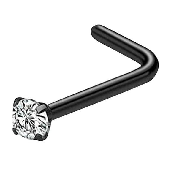Laonim Stainless Steel Body Piercing L-Shaped Nose Stud (Three Diamonds)