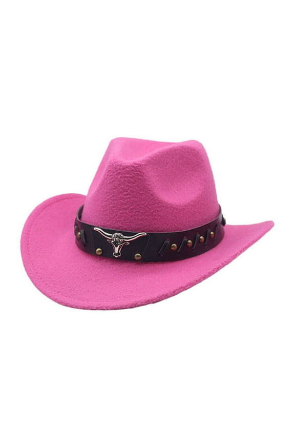 Western Cowboy Curved Brim Hat Woolen Wide Brim Hat Autumn and Winter Style Ethnic Style British Jazz Hat