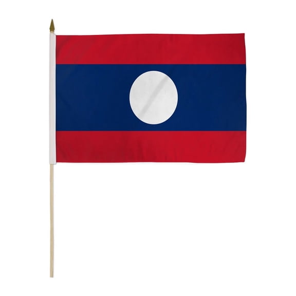 Laos 12x18in Stick Flag
