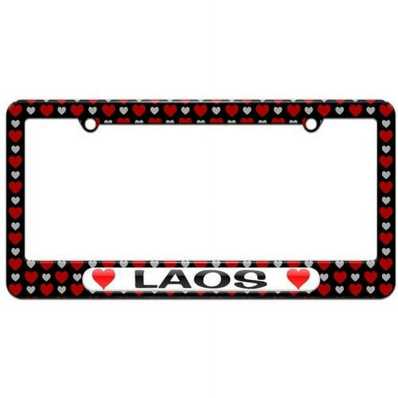 Laos Love with Hearts License Plate Tag Frame, Multiple Colors