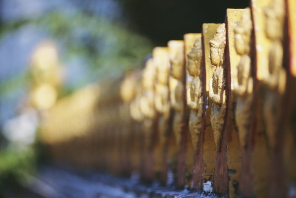 Laos Luang Prabang Detail Of Temple Fence Canvas Art - Allan Seiden Design Pics (19 x 12)