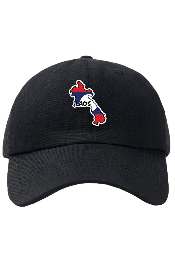 Laos Map Flag Baseball Cap Hat Hook & Loop Closure - Personalize it!