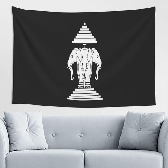 Laos Three Headed Elephant Tapestry Wall Art Wall Hanging Home Decorations for Bedroom Dorm Living Room Kitchen 60 x 40 inch