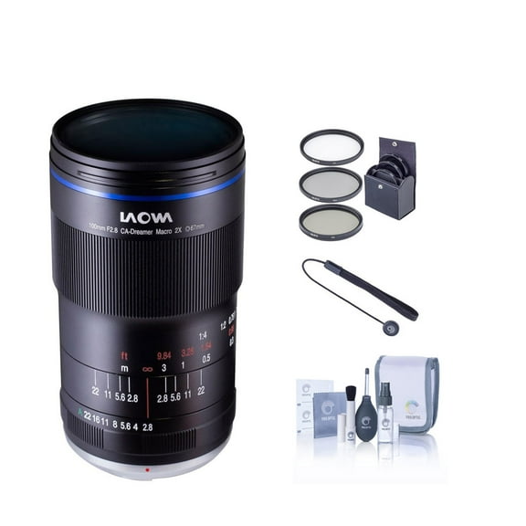 Venus Laowa 100mm f/2.8 Manual Aperture 2x Ultra Macro APO Lens for Pentax K, Bundle with ProOptic 67mm Filter Kit, Cleaning Kit, Lens Cap Tether