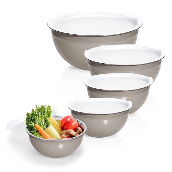 Laoyebaoho Mixing Bowls with Lids Set of 5,Stainless Steel Mixing Bowls Setfor Kitchen,Brown