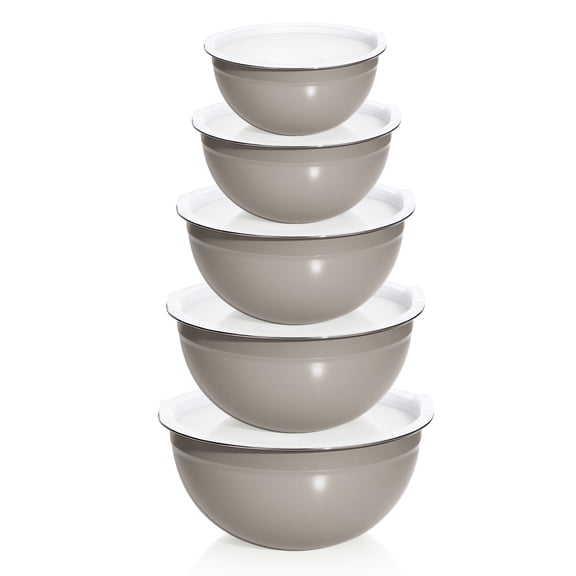 Laoyebaoho Mixing Bowls with Lids Set of 5,Stainless Steel Mixing Bowls Setfor Kitchen,Brown