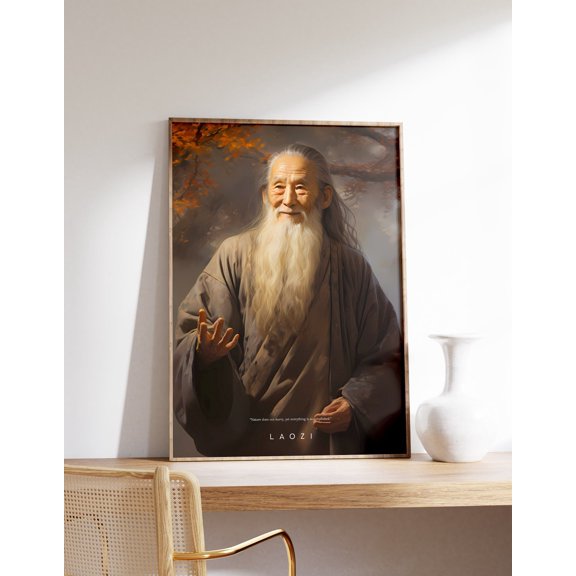 Laozi Poster Philosopher Print Bookworm Quote Art