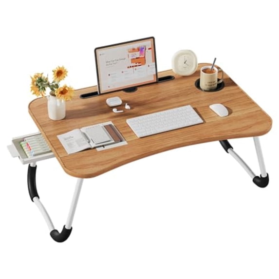 Lap Desk Bed Trays for Eating and Laptops Breakfast in Bed Tray for Sofa/Couch/Study/Reading/Writing with Cup Holder/Drawer On Low Sitting Floor Large Portable Foldable