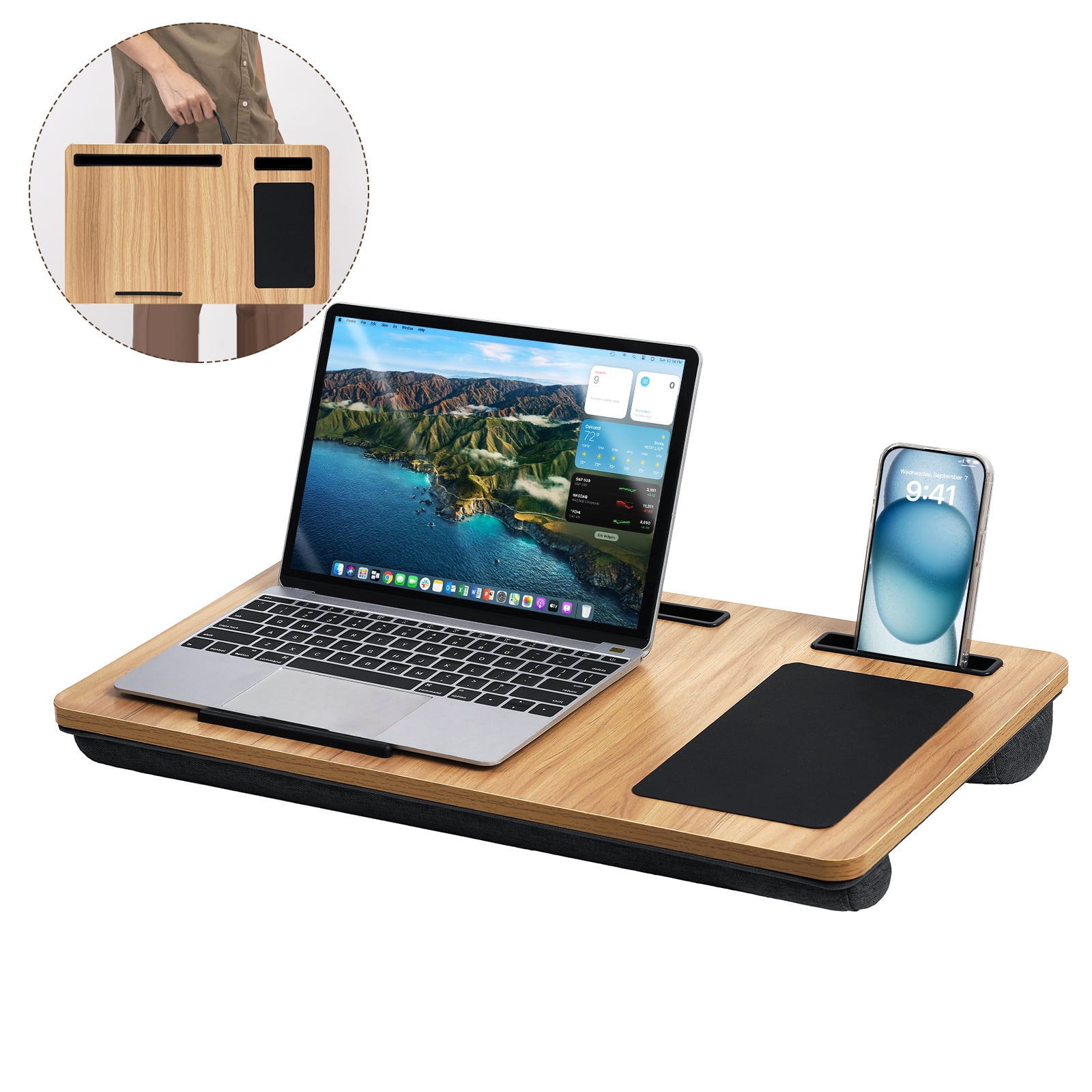 Lap Desk with Cushion, HONEIER Laptop Desk Fits up to 20 inch Laptop