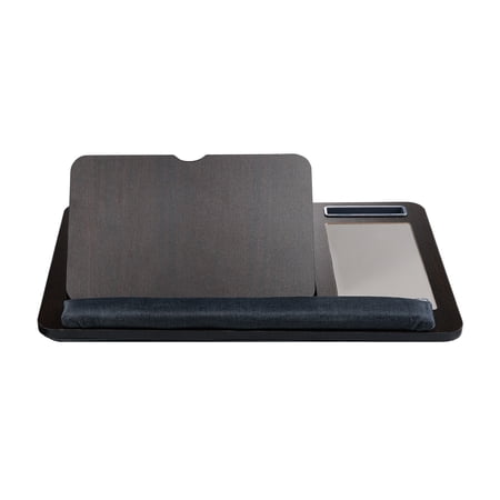 incipio portable lap desk workstation with cushion base & carry handle, built-in mouse pad, tablet & phone holder slots, adjustable laptop stand for bed, couch & office use-gray
