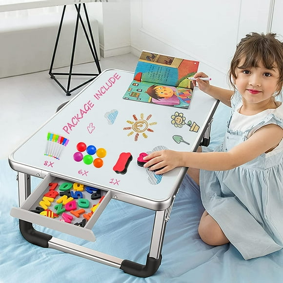 Lap Desk Kids Dry Erase Board 24x16in Foldable Play Table for Toddler Drawing Activity Homework White Dry Erase Surface