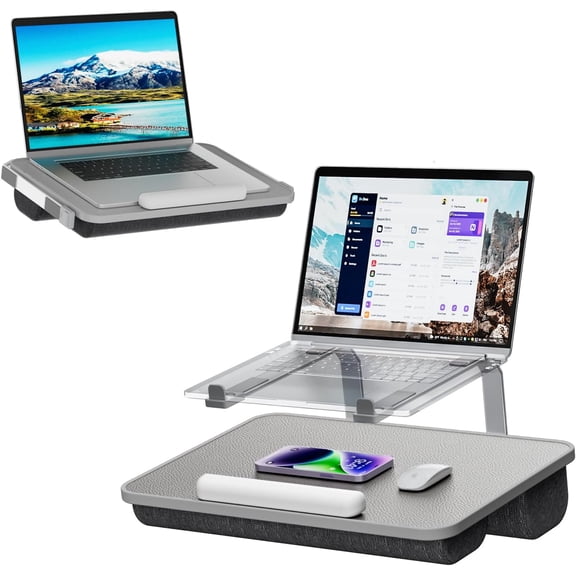 Lap Desk for Laptop, Elevated Laptop Stand for Bed, Fits up to 15.6" Laptops & MacBook, Lightweight Lap Desks for Adults with Comfortable Cushion for Bed & Couch