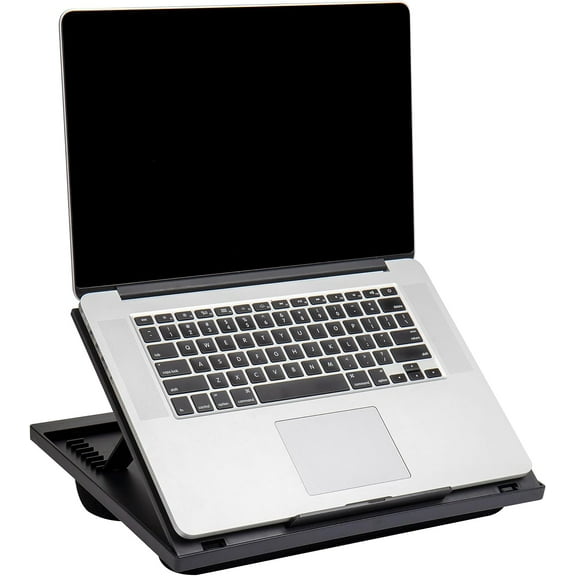 Lap Desk Laptop Stand, Bed Tray, Collapsible, Cushion, Portable, Dorm, Plastic, 14.75"L x 11"W 7.3"H, Black