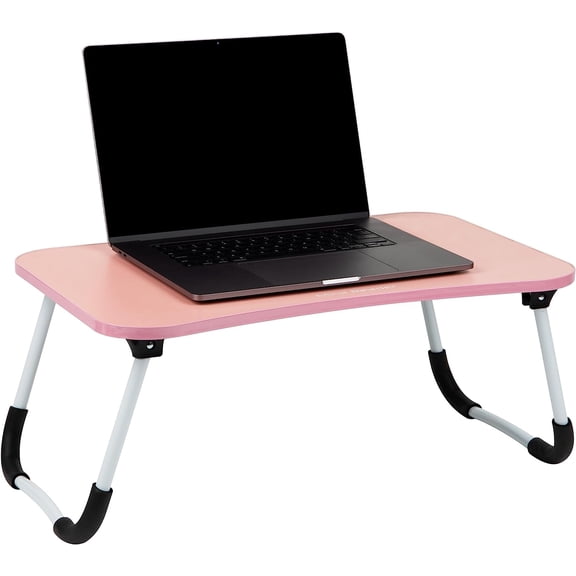 Lap Desk Laptop Stand, Bed Tray, Folding Legs, Couch Table, Portable, MDF, 23.25" L x 13.75" W x 10.5" H, Pink
